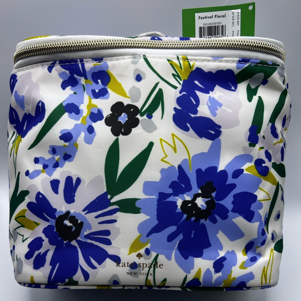 Kate Spade Festival Floral Lunch Tote in Blue, Green, Yellow, & White NEW w TAGS